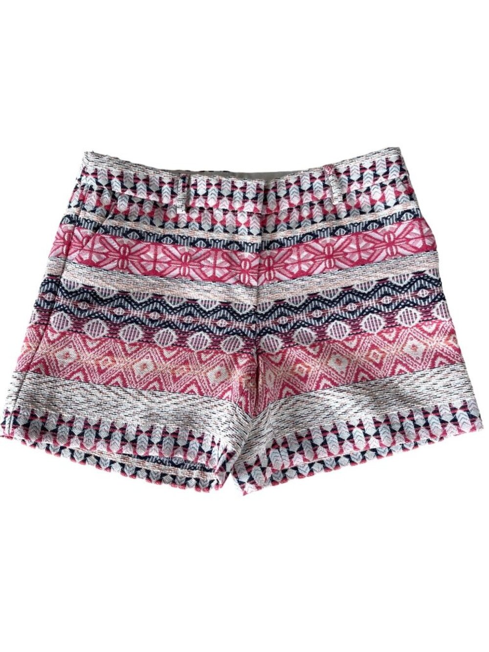 Dalia Boho Embroidered Cotton Shorts Women's 2 Pink White Festival Casual